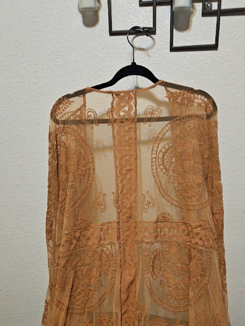 torrid Sheer Lace Duster Cardigan in Camel - Picture 6 of 8